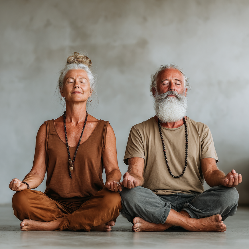 Група літніх людей на йозі